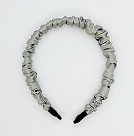 Gri Retro Saten Büzgülü Kadın Taç, Saç Bandı, Saten Taçlar, Büzgülü Taçlar