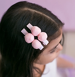 Bonbon Pembe  Klipsli Toka Seti- 2 'Li Set