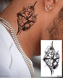 Kırık Saat Dövmesi Ense, Göğüs, Bilek, Kol, Bacak, Boyun, Sırt Geçici Dövme, Tattoo