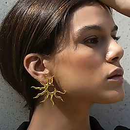 Ayçiçeği Model Gold Kadın Küpe