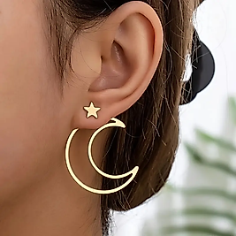 Ay ve Yıldız Uzun Gold Küpe