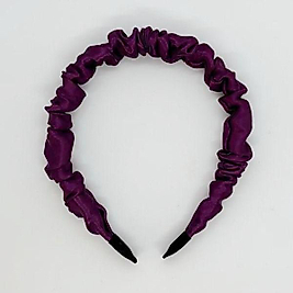 Mürdüm Retro Saten Büzgülü Kadın Taç, Saç Bandı, Saten Taçlar, Büzgülü Taçlar