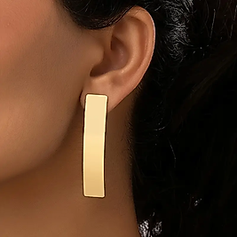 Basic Tarz Uzun Dome Gold Küpe