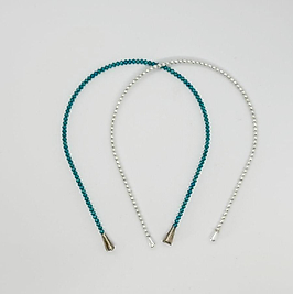 Minimalist Stil Mini Turkuaz Taşlı Taç ve İncili Taç Seti, 2 'li Taç Seti