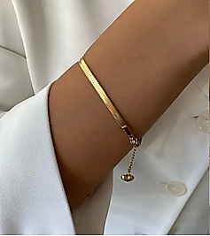 Gold İtalyan Zincir Çelik Bileklik - Unisex Model