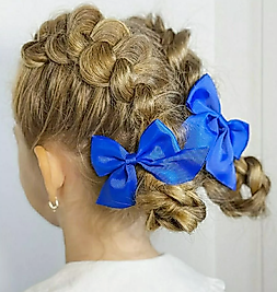 2'Li Saks Mavisi Klipsli Kurdele Çocuk Tokası, Klipsli Çocuk Tokaları, Okul Tokaları