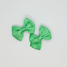 Açık Yeşil Saten Klipsli Mini Bebek ve Çocuk Yan Toka Seti - 2'Li