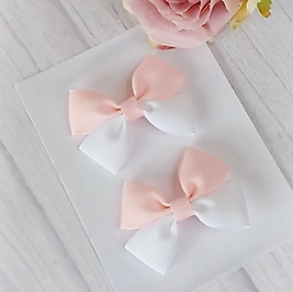 Somon Beyaz Çift Renkli Klipsli Çocuk Tokası, Okul Tokaları 2'Li Set