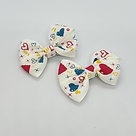 Beyaz Kalp Desenli Klipsli Mini Çocuk ve Bebek Yan Toka Set - 2'Li