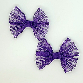 Dantel Serisi -  Mor Klipsli Çocuk Fiyonk Toka, 2 Li Set, Dantel Toka, Çocuk Tokaları