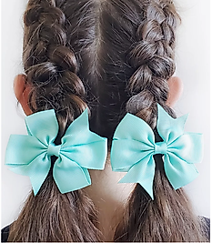 Su Yeşili Kurdele Klipsli Çocuk ve Bebek Tokası 2 'Li Set