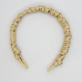 Bej Retro Saten Büzgülü Kadın Taç, Saç Bandı, Saten Taçlar, Büzgülü Taçlar