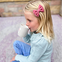 Pembe Kadife Fiyonk Klipsli Çocuk Tokası