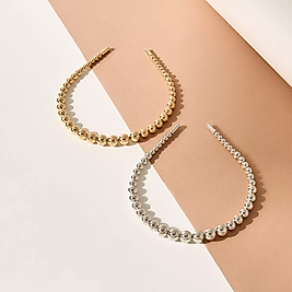 Gümüş ve Gold  Boncuklu 2'Li Taç Seti