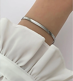 Gümüş İtalyan Zincir Çelik Bileklik - Unisex Model