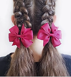 Fuşya Kurdele Klipsli Çocuk ve Bebek Tokası 2 'Li Set