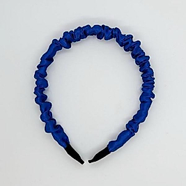 Kraliyet Mavisi Retro Saten Büzgülü Kadın Taç, Saç Bandı, Saten Taçlar, Büzgülü Taçlar