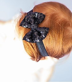 Pul Payetli Siyah Çocuk Bandana - 1 Yaş/4 Yaş