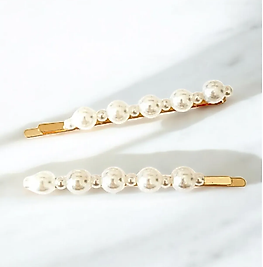 2 Adet İncili Kadın Tel Toka, Yan Tokalar, İncili Tokalar