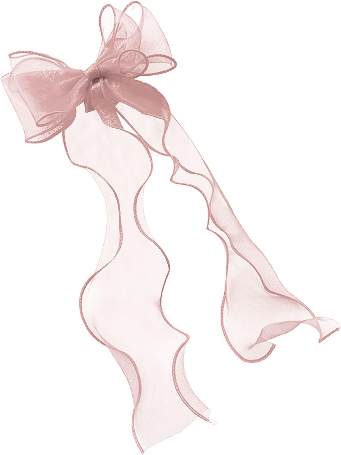 Pudra Tül Uzun Kuyruklu Otomatik Klipsli Fiyonk Toka