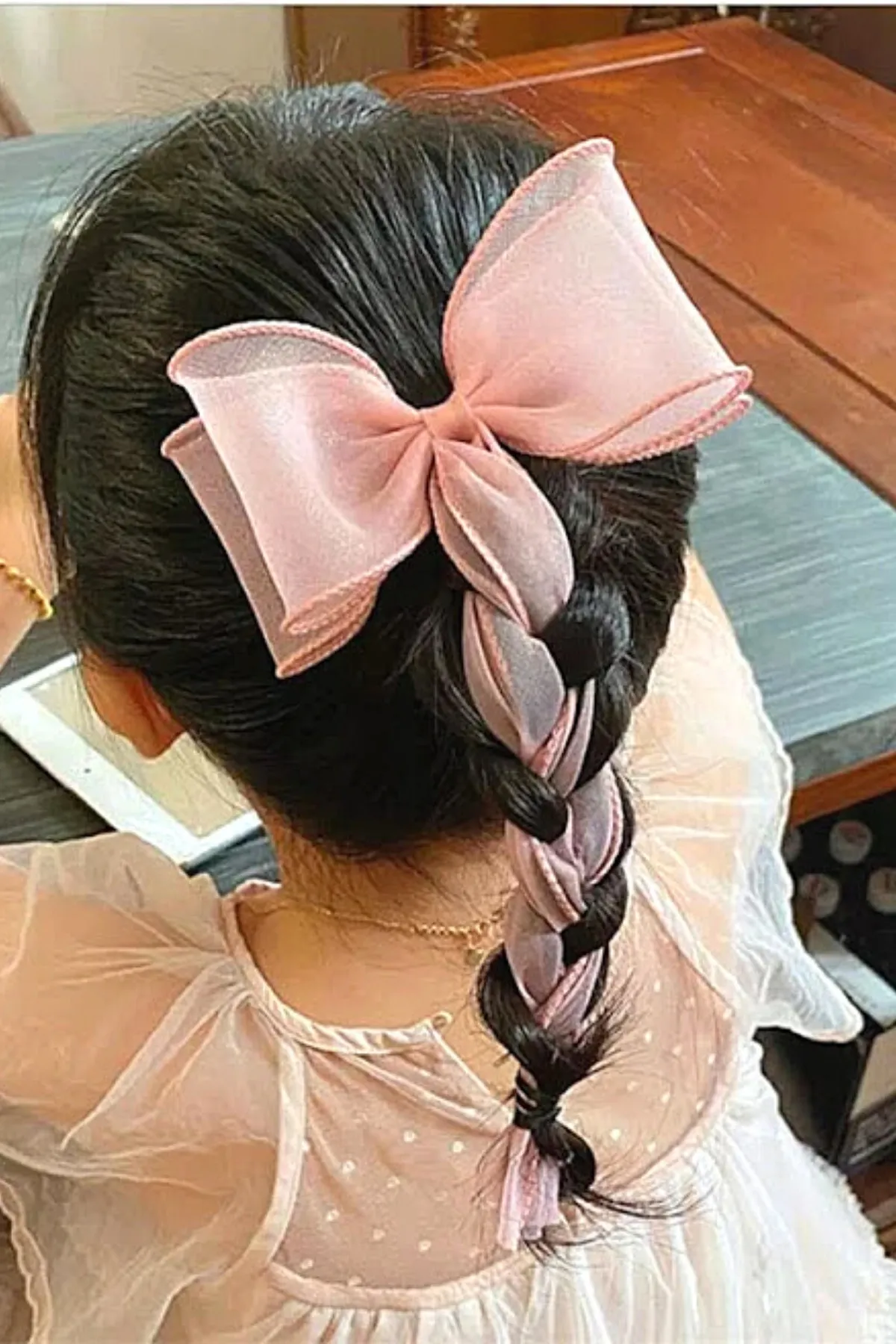 Somon Tül Uzun Kuyruklu Otomatik Klipsli Fiyonk Toka