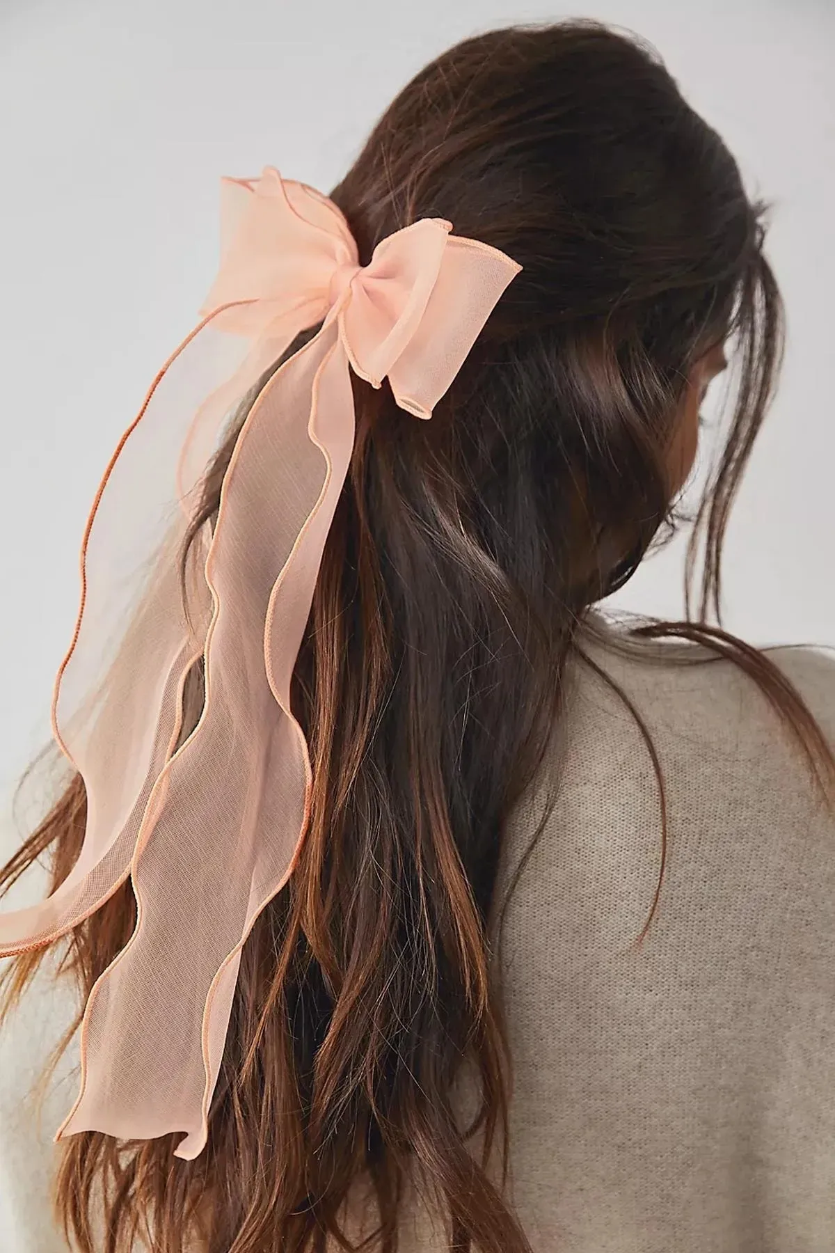 Somon Tül Uzun Kuyruklu Otomatik Klipsli Fiyonk Toka