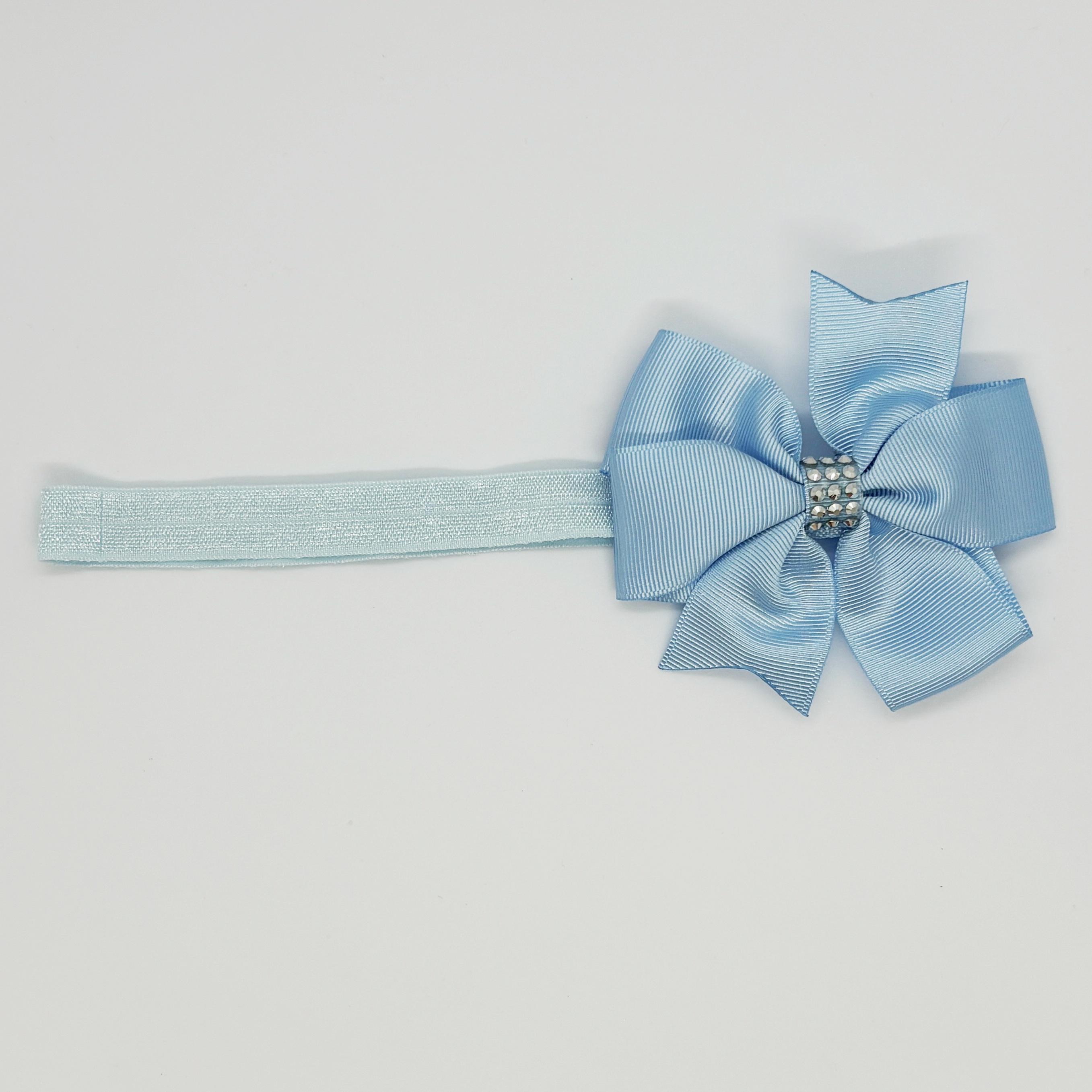 Gök Mavi Taşlı Kurdele Bebek ve Çocuk Bandanası 6 Ay-4 Yaş