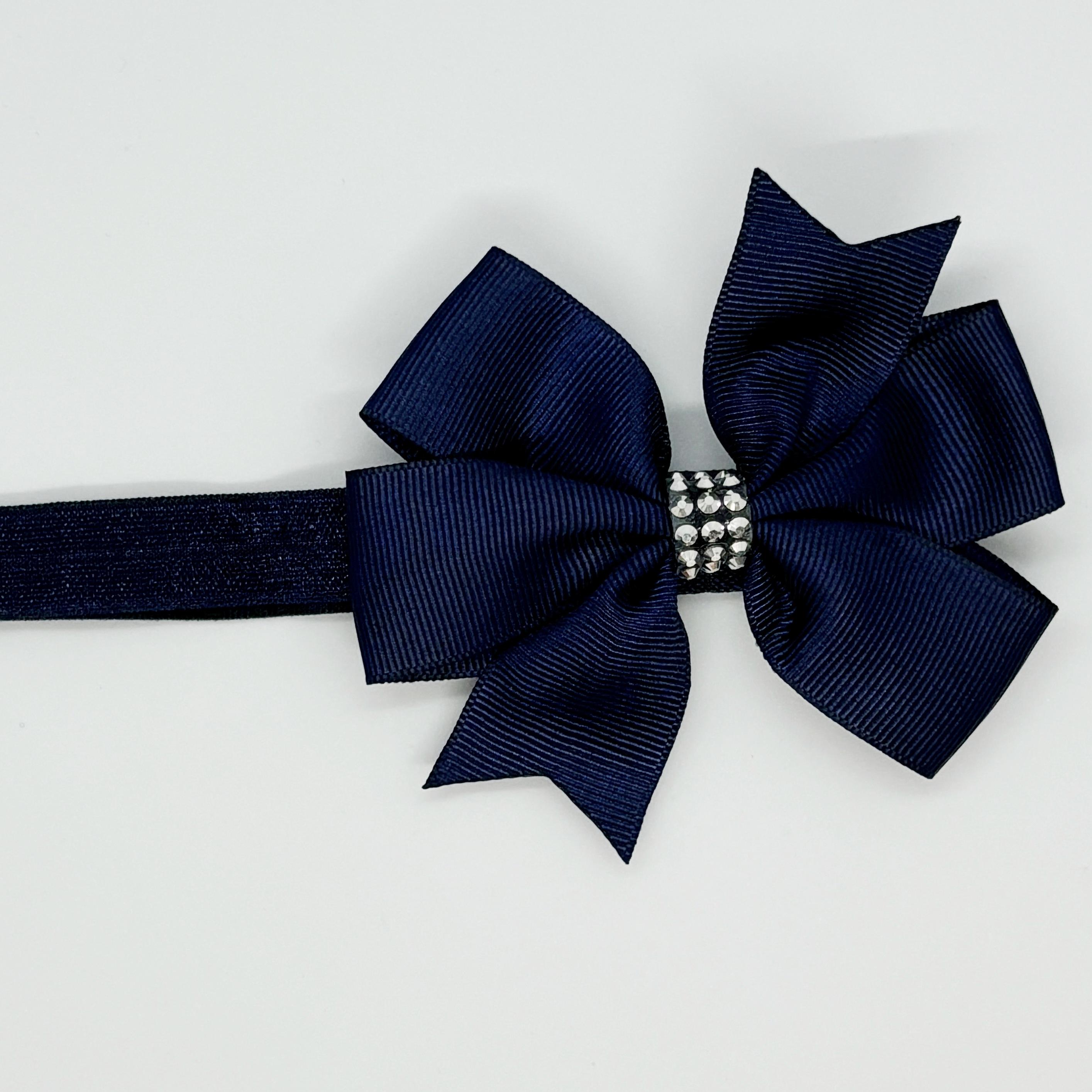 Lacivert Taşlı Kurdele Bebek ve Çocuk Bandanası 6 Ay-4 Yaş