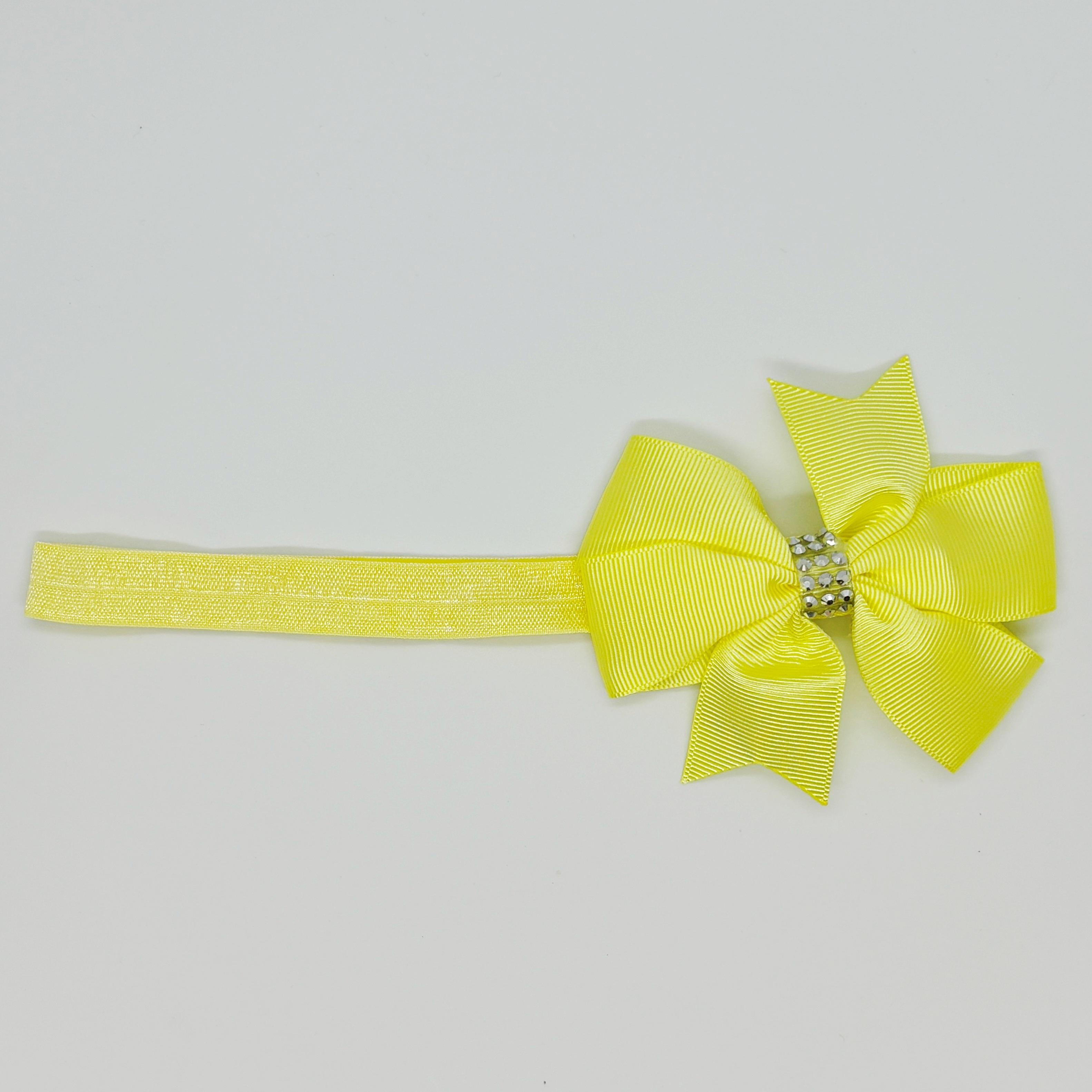 Sarı Taşlı Kurdele Bebek ve Çocuk Bandanası 6 Ay-4 Yaş