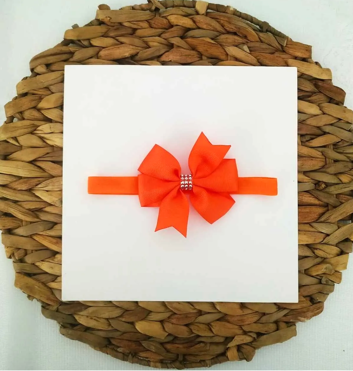 Turuncu Taşlı Kurdele Bebek ve Çocuk Bandanası 6 Ay-4 Yaş