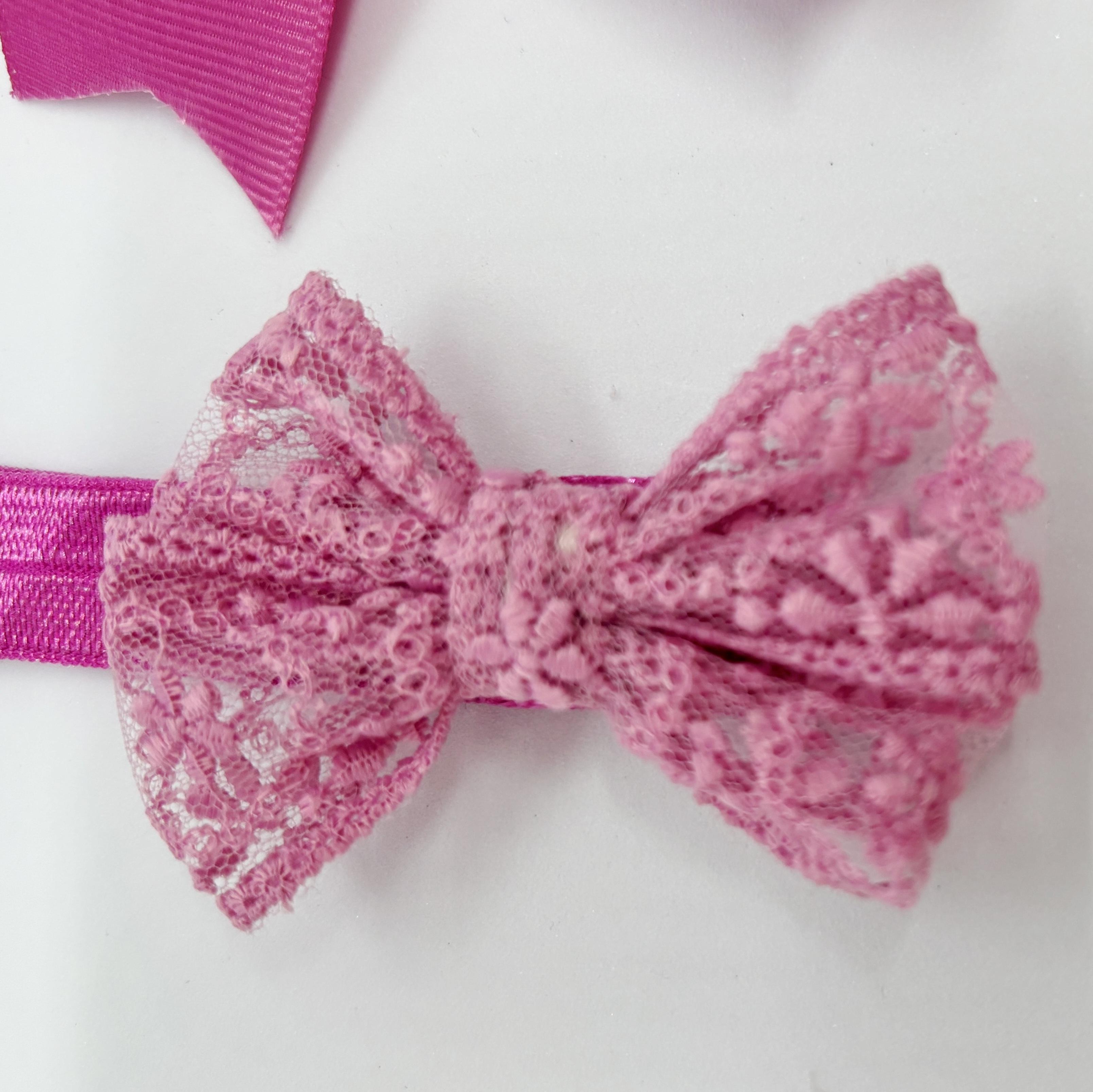 2'li Set Fuşya Dantelli ve Düz Çocuk Bandana Seti 6 Ay - 4 Yaş Arası