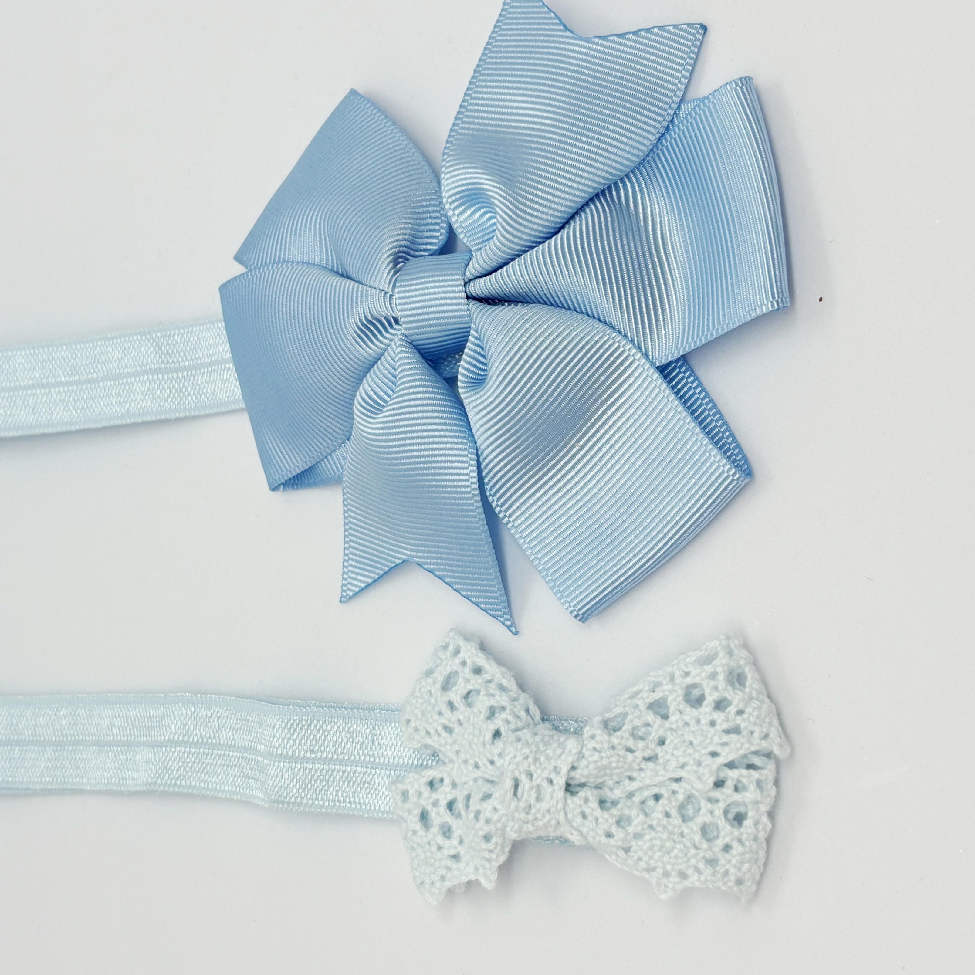 2'li Set Mavi Dantelli ve Düz Çocuk Bandana Seti,  6 Ay - 4 Yaş Arası