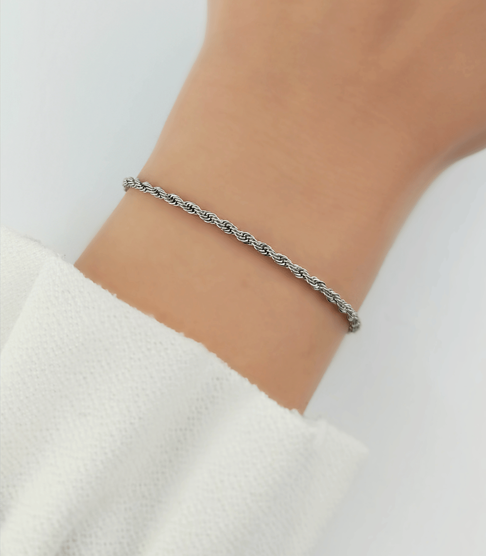 Gümüş Kaplama Çelik Burgu Bileklik