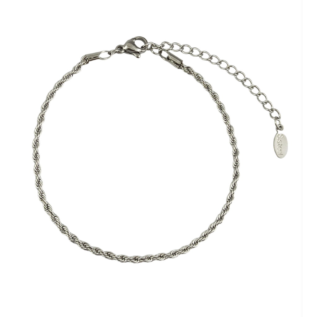 Gümüş Kaplama Çelik Burgu Bileklik