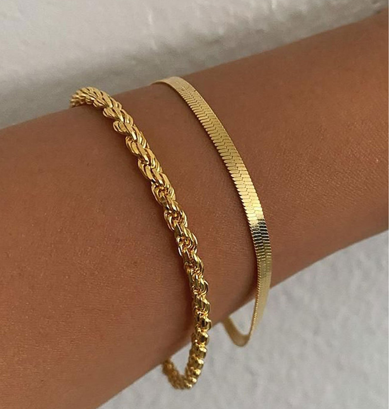 Gold Çelik Altın Kaplama Burgu ve Gold Çelik İtalyan Zincir Bileklik