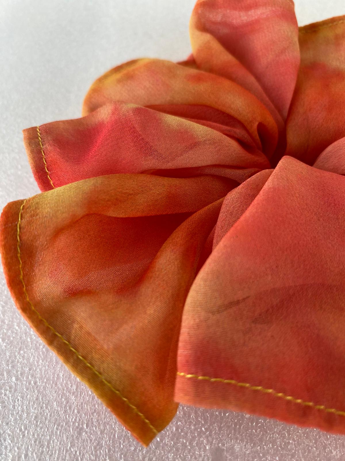 Turuncu Sarı Renkli Organize Simit Toka -  Yaz Saç Aksesuarları