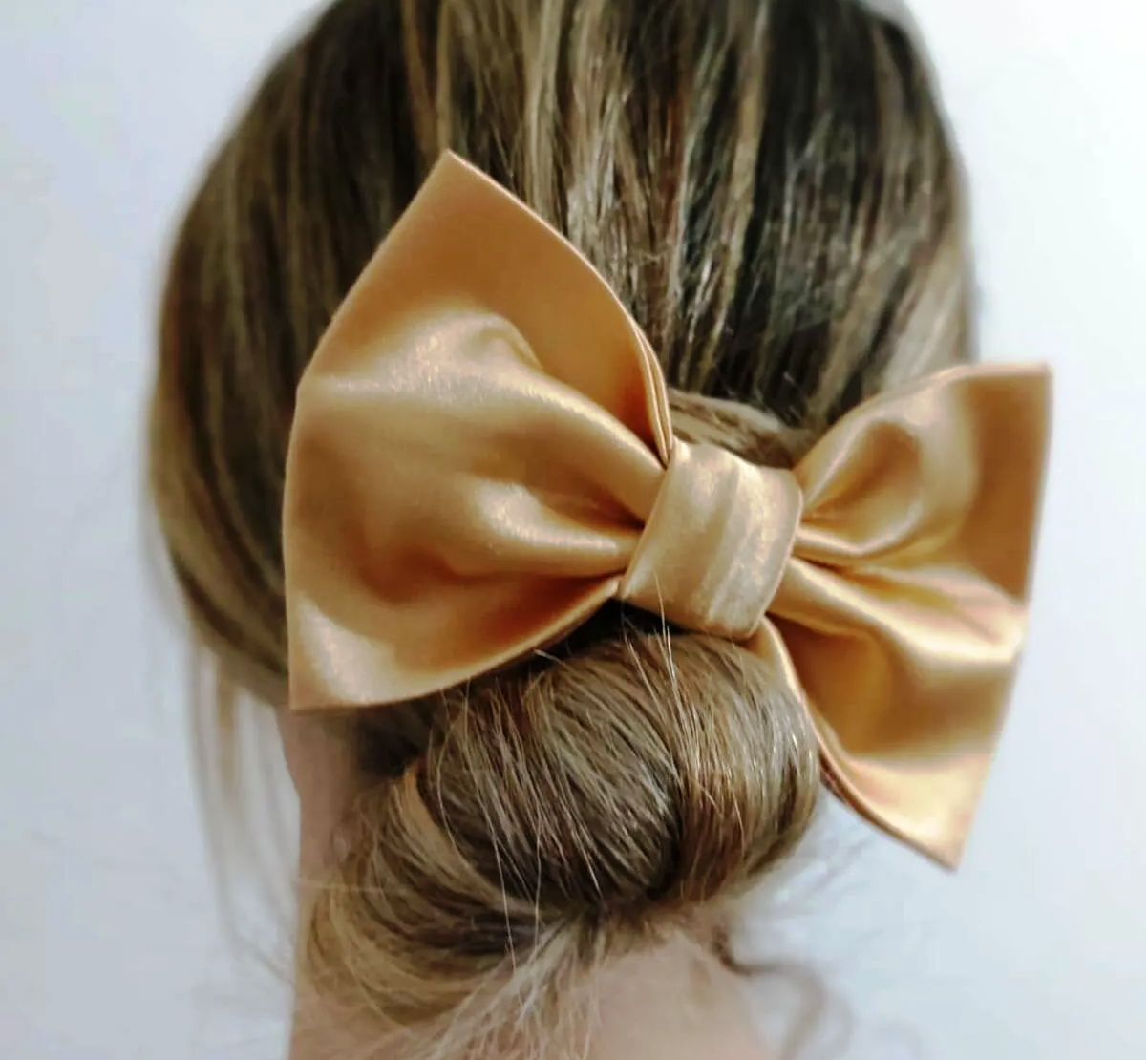 Gold Handmade Saten Abiye Lüx Kadın Fiyonk Toka, Otomatik Fiyonk Toka, Gold Saten Toka