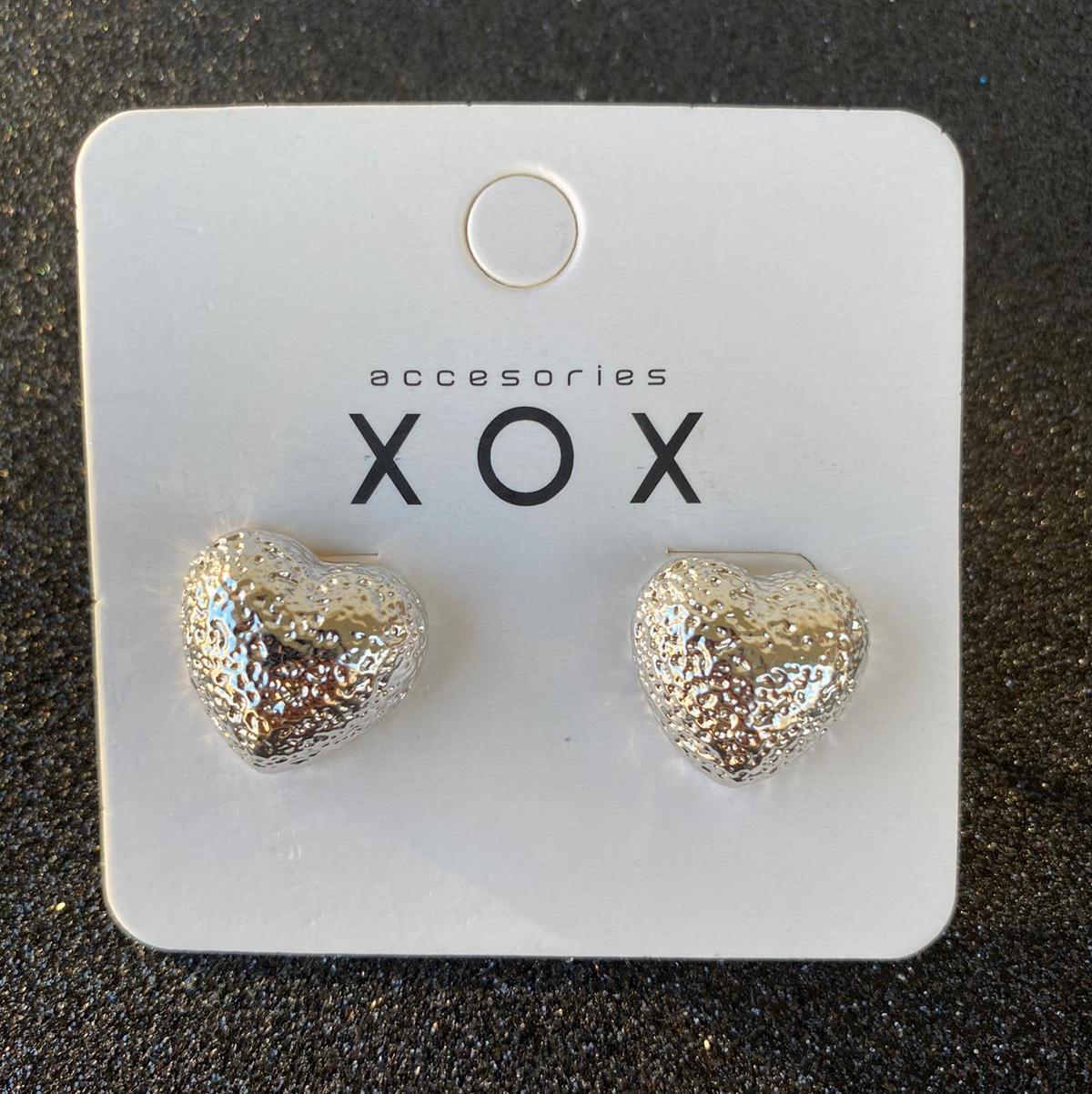 Gümüş Renk Ay Yüzey Kalp Küpe