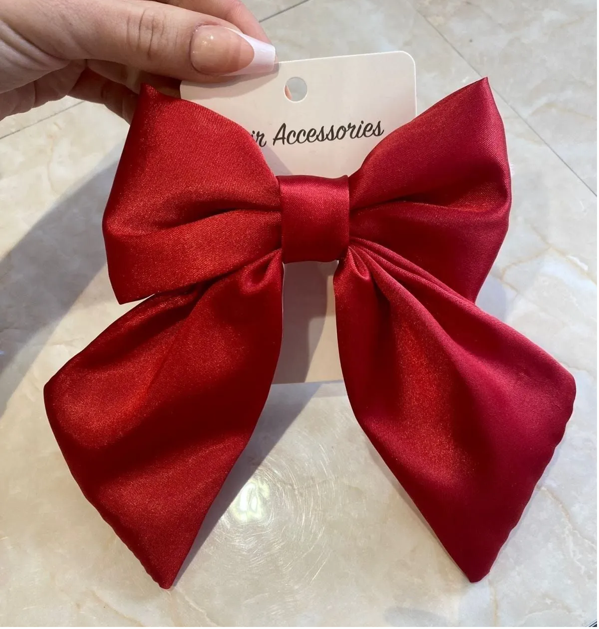 Kırmızı Saten Otomatik Klipsli Kız Çocuk Tokası