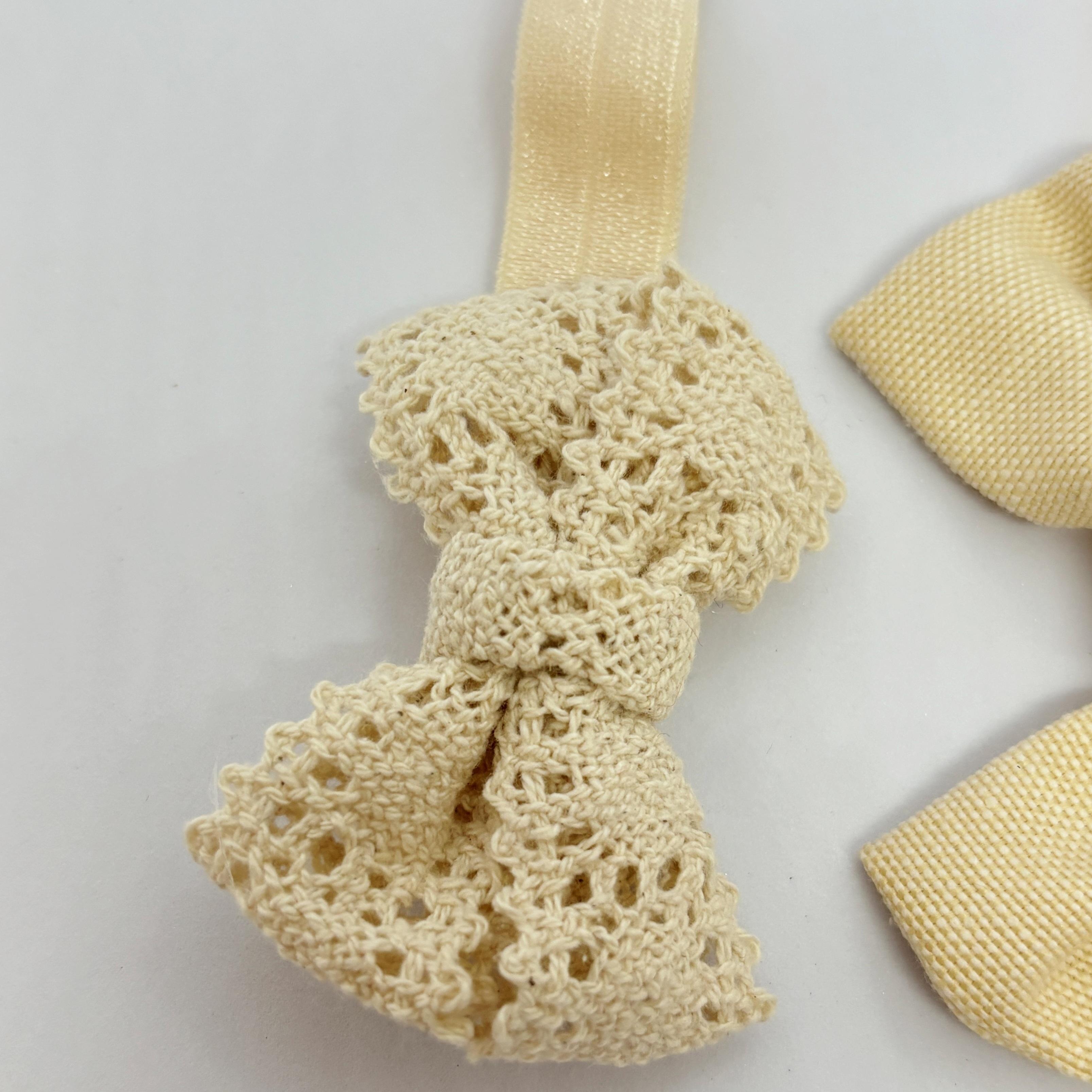 Bej Keten ve Dantel Soft 2'li Bebek ve Çocuk Bandana Seti, 6 Ay - 4 Yaş Arası