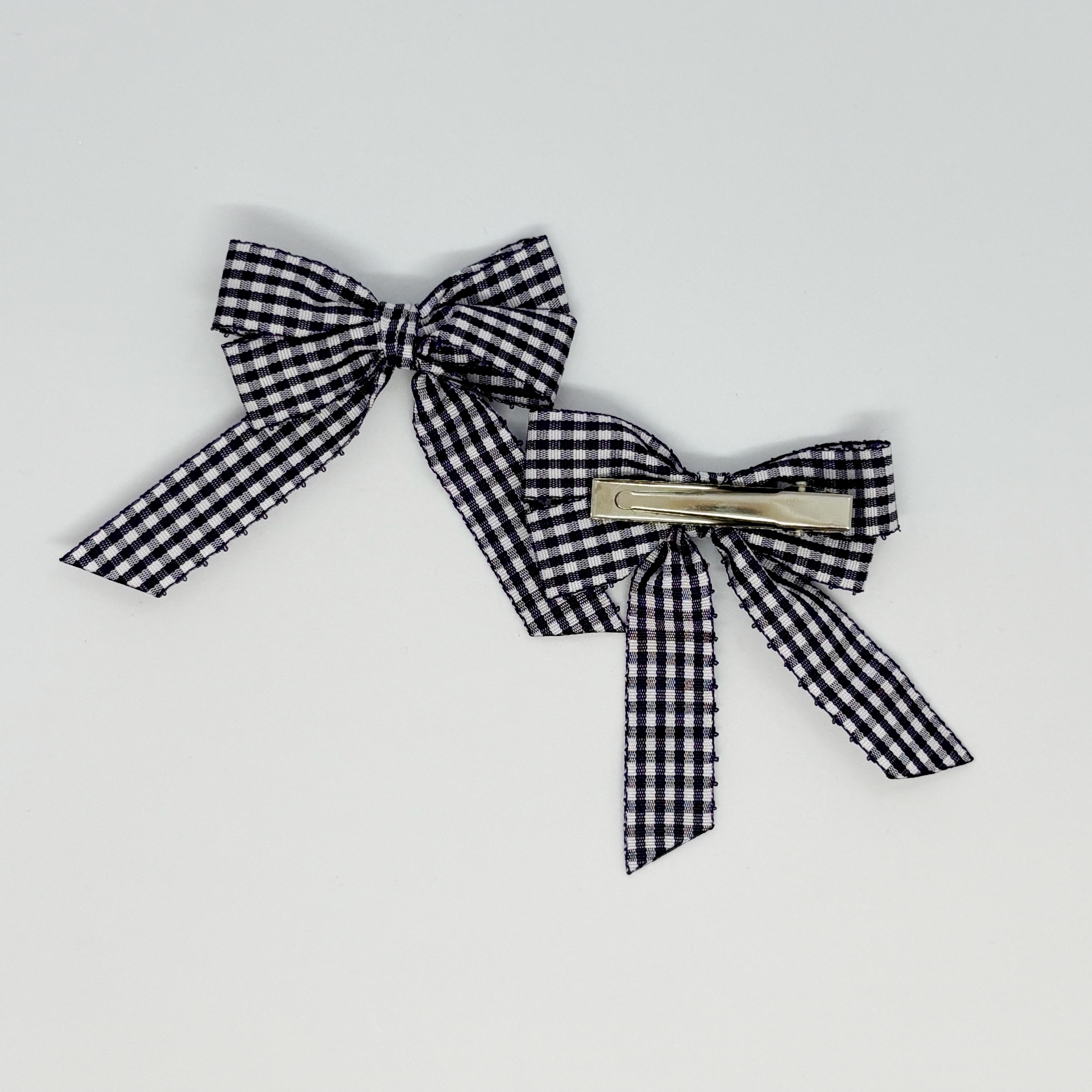 Siyah Pötikare Çocuk Mini Yan Toka Seti - 2'Li