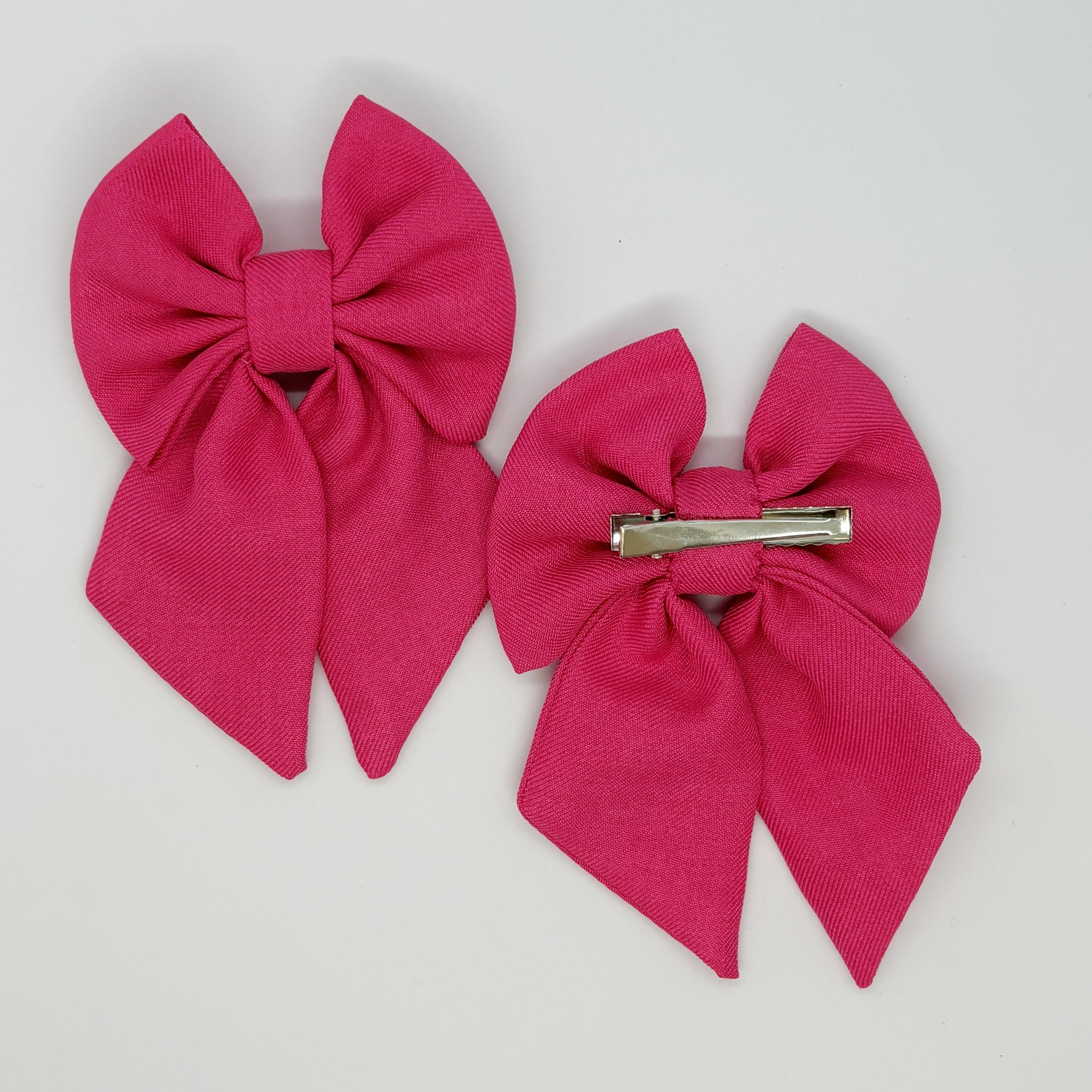 Keten Fuşya El Yapımı Klipsli Çocuk Yan Toka Seti - 2'li Set