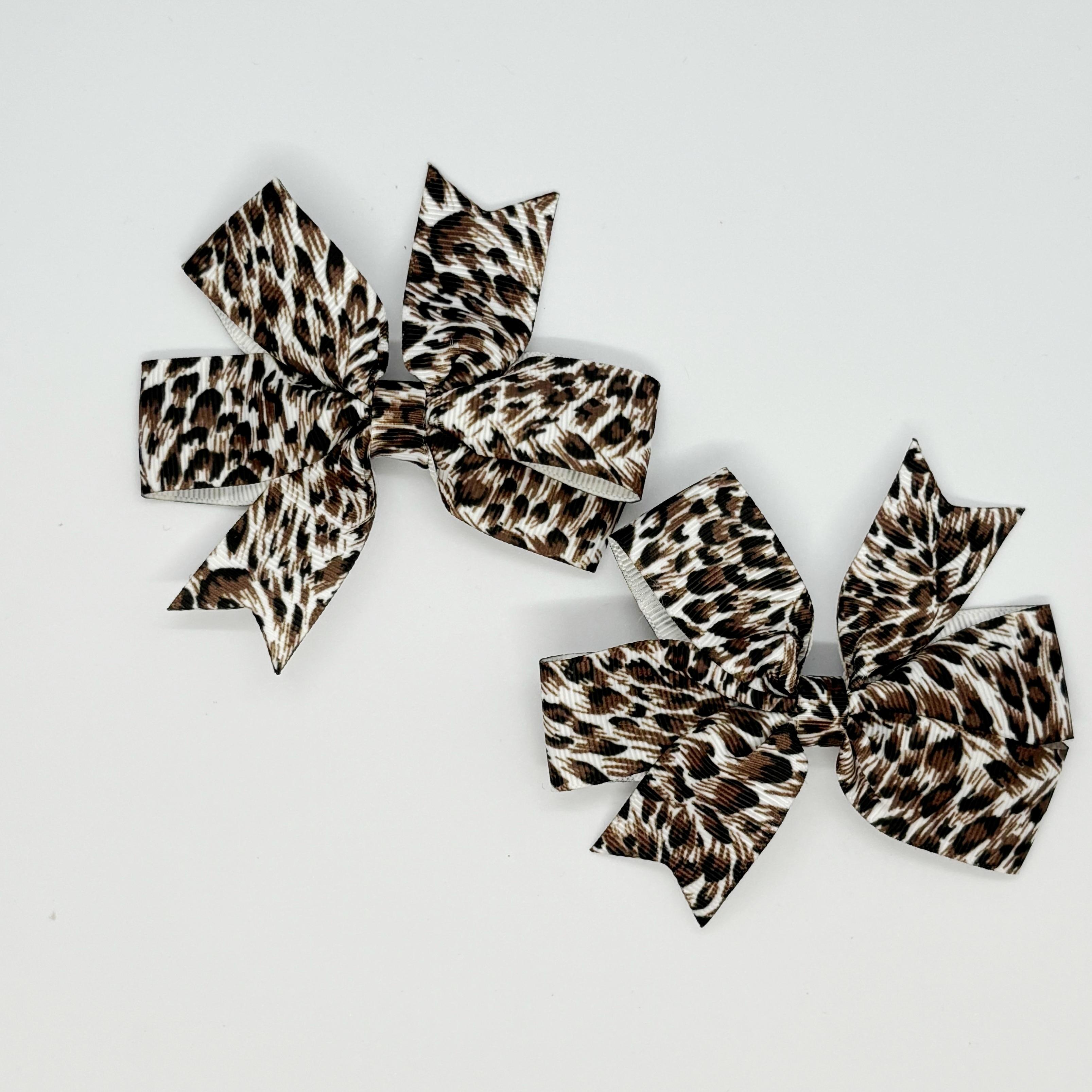 Leopar Desenli Kurdele Bebek ve Çocuk Tokası 2'li Set