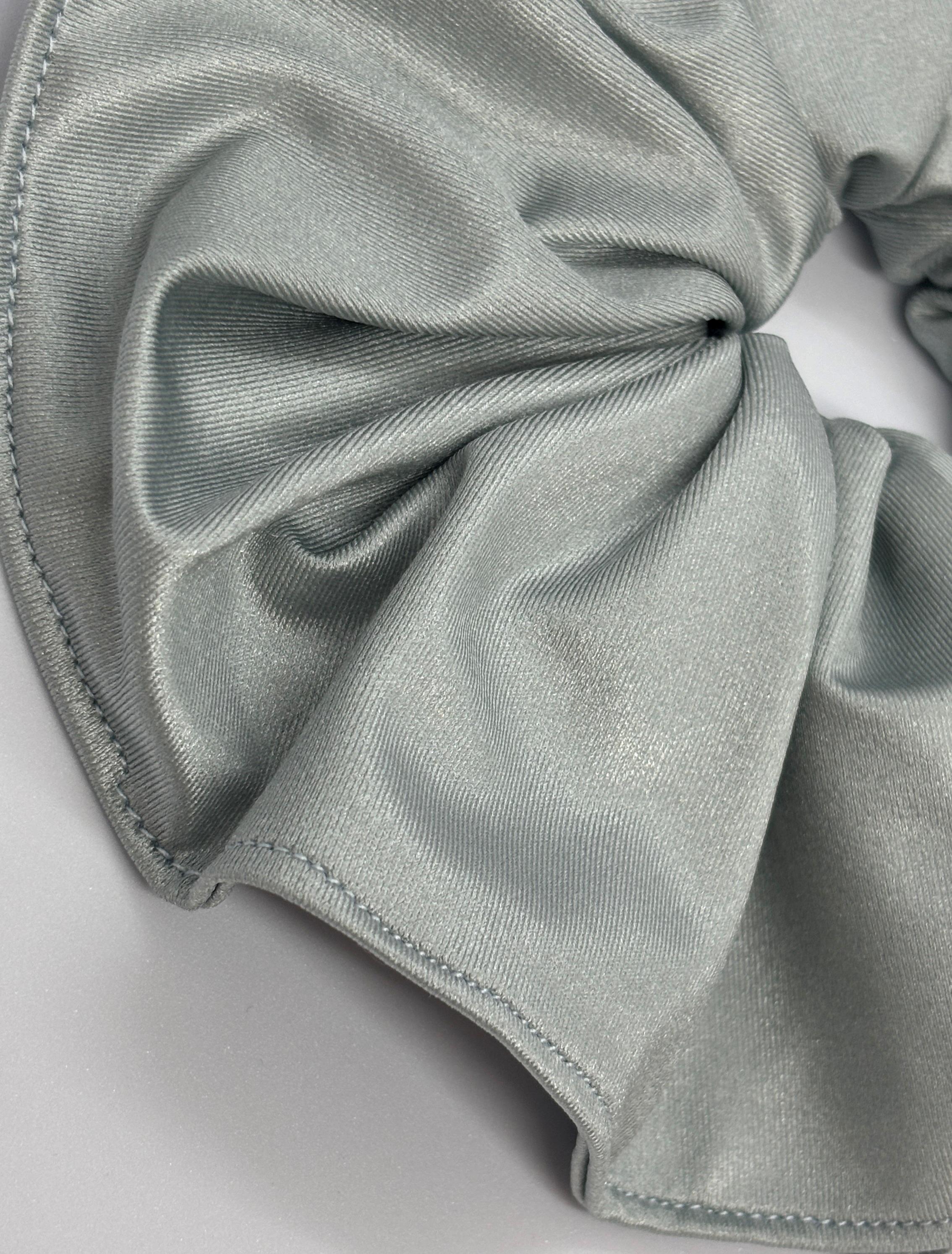 Gri Büyük Boy Saten Simit Topuz Tokası - El Yapımı