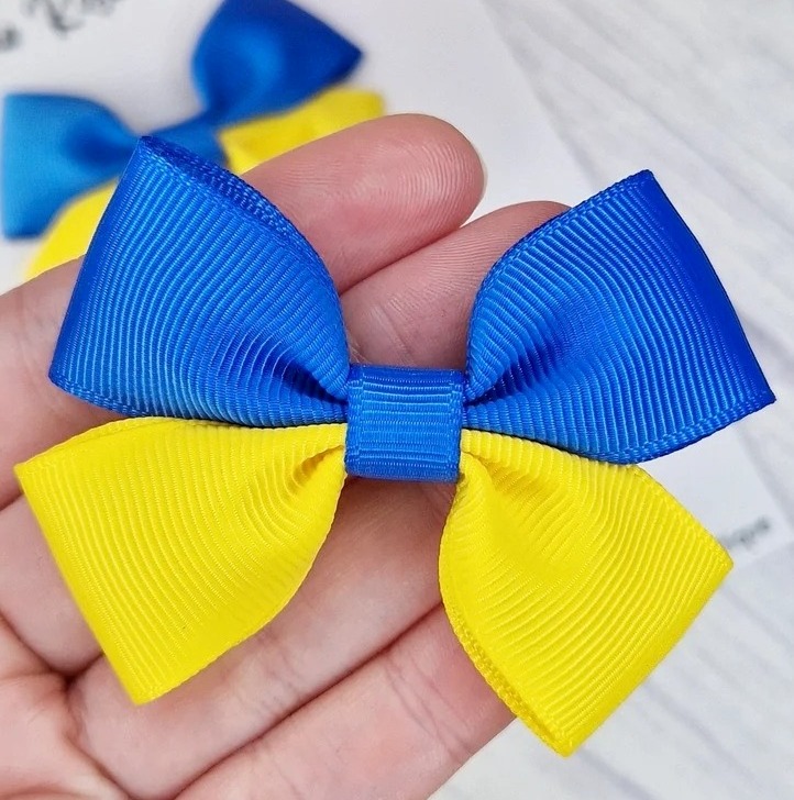 Sarı Lacivert Çift Renkli Klipsli Çocuk Tokası, Okul Tokaları 2'Li Set