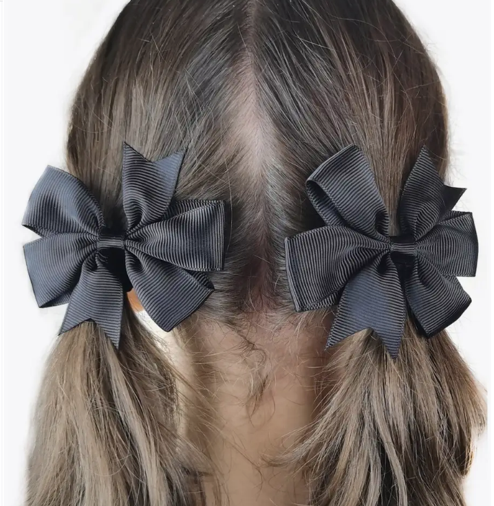 Siyah Kurdele Klipsli Çocuk ve Bebek Tokası 2 'Li Set