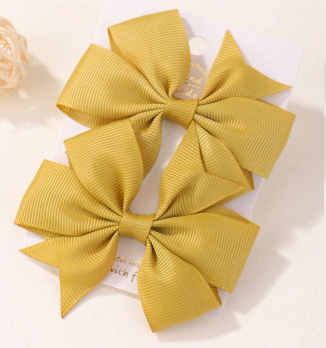 Gold Kurdele Klipsli Çocuk ve Bebek Tokası 2 'Li Set