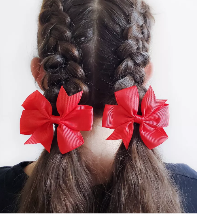 Kırmızı Kurdele Klipsli Çocuk ve Bebek Tokası 2 'Li Set