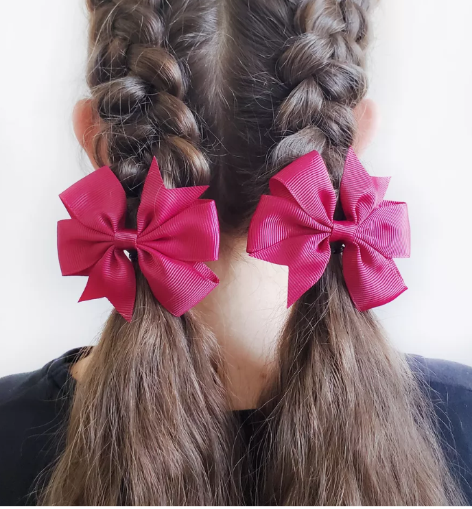 Fuşya Kurdele Klipsli Çocuk ve Bebek Tokası 2 'Li Set