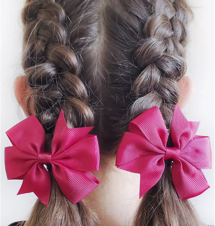 Fuşya Kurdele Klipsli Çocuk ve Bebek Tokası 2 'Li Set